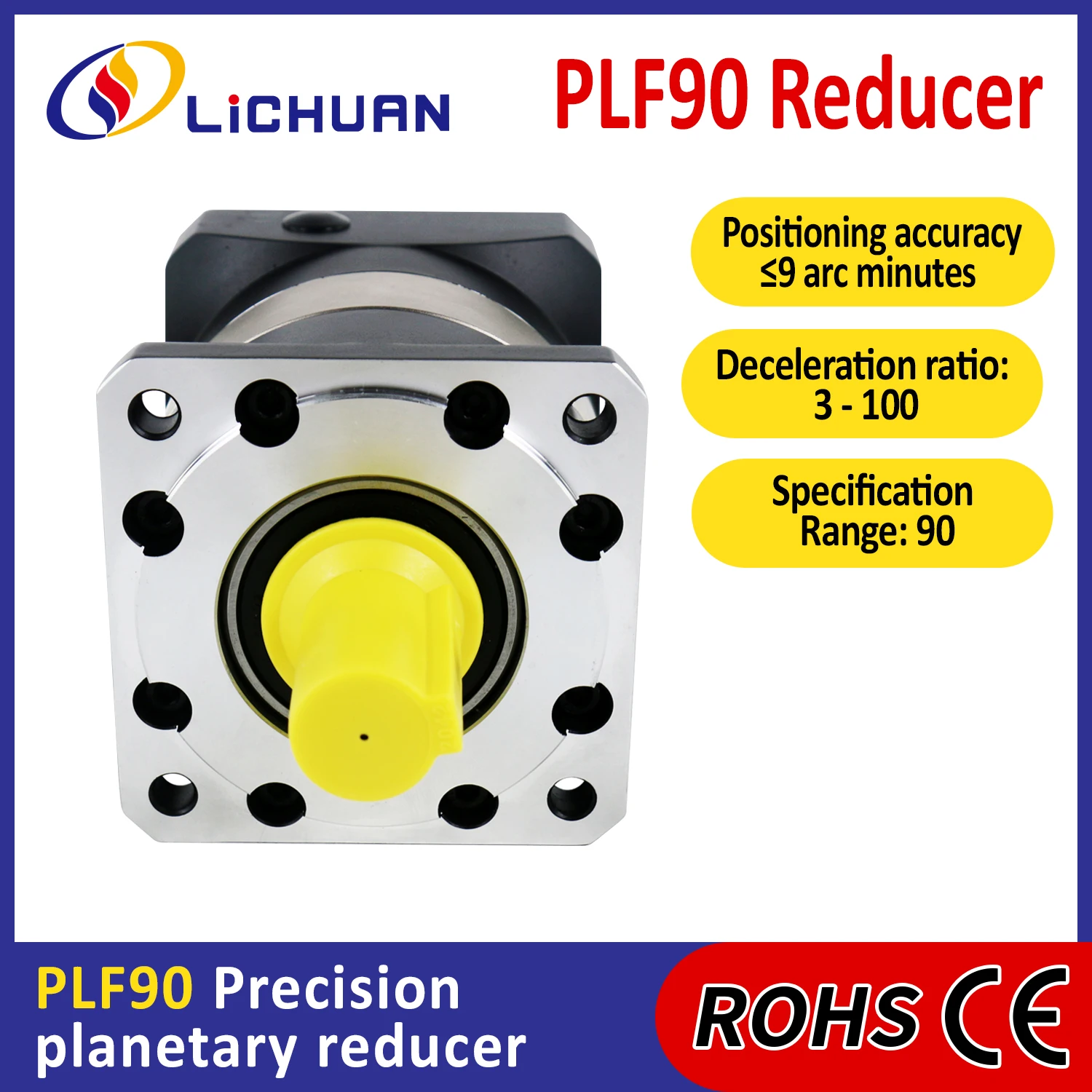 lichuan-high-precision-high-torque-planetary-motor-gearbox-reducer-plf90-90mm-frame-size-3-1~100-1-planetary-reducer-gearbox