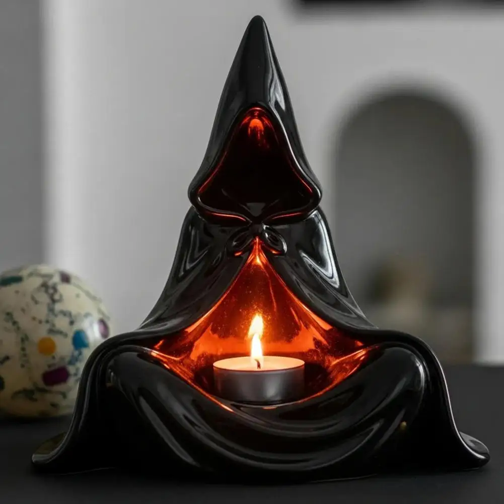 Witchcraft Candle Holder Candle Holder Candle Holder Halloween Hooded Cloak Tealight Candlestick Ornament Unique Witchy Home