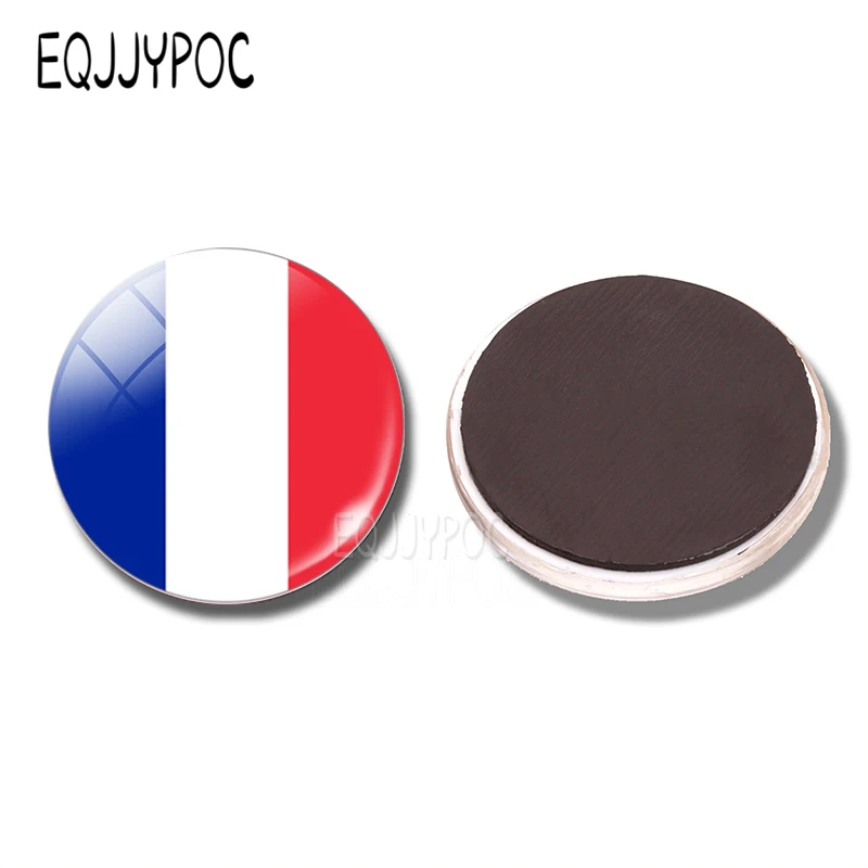 French Flag 30 MM Fridge Magnet France Paris Marseille Lyon Nice Map Glass Dome Magnetic Refrigerator Sticker Home Decoration