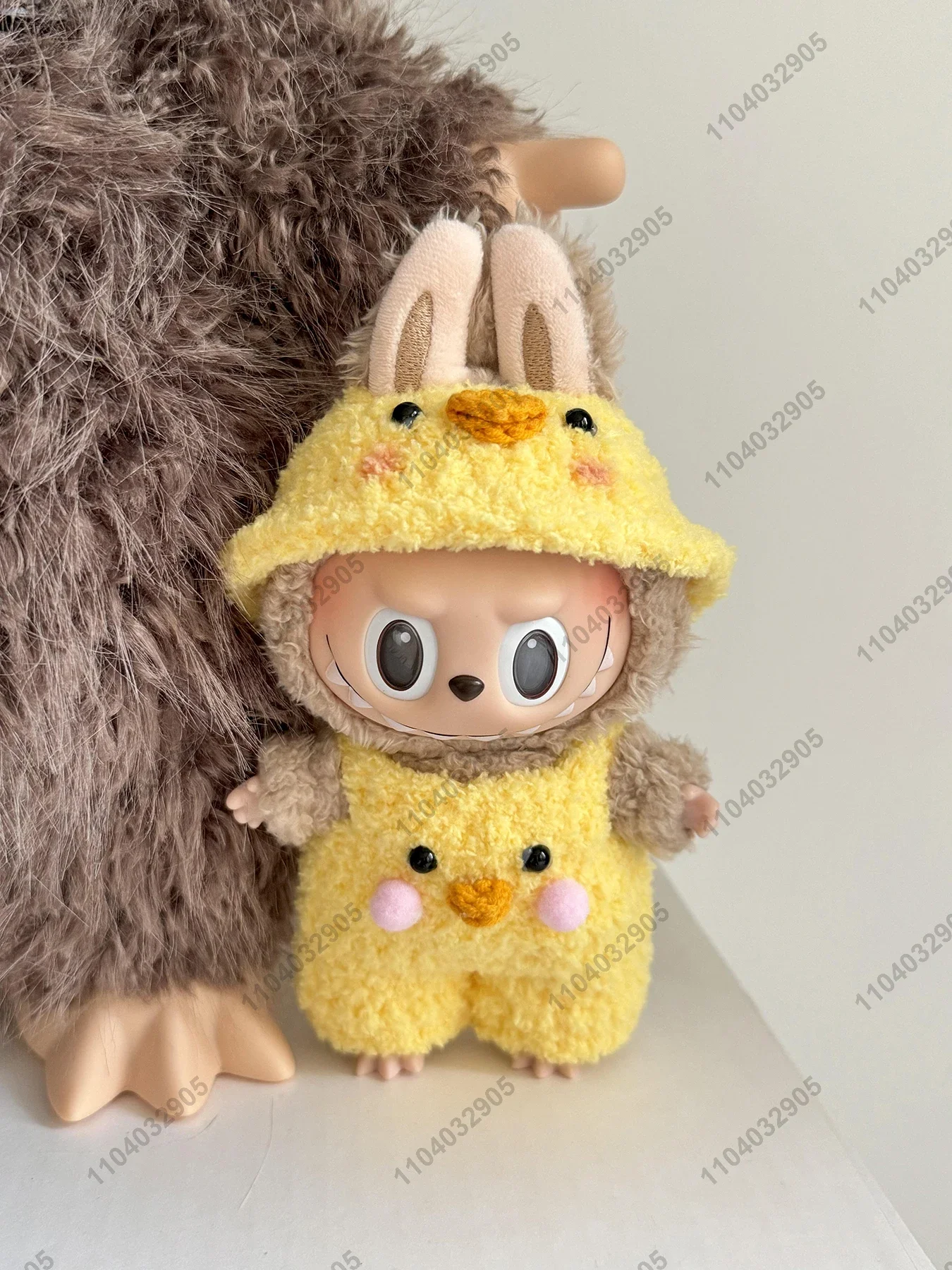 Labubu The Monster Little Yellow Duck Costume Doll Clothes Vinyl Plush Doll Original Replica 1:1 Action Figure Bag Charm Pendant