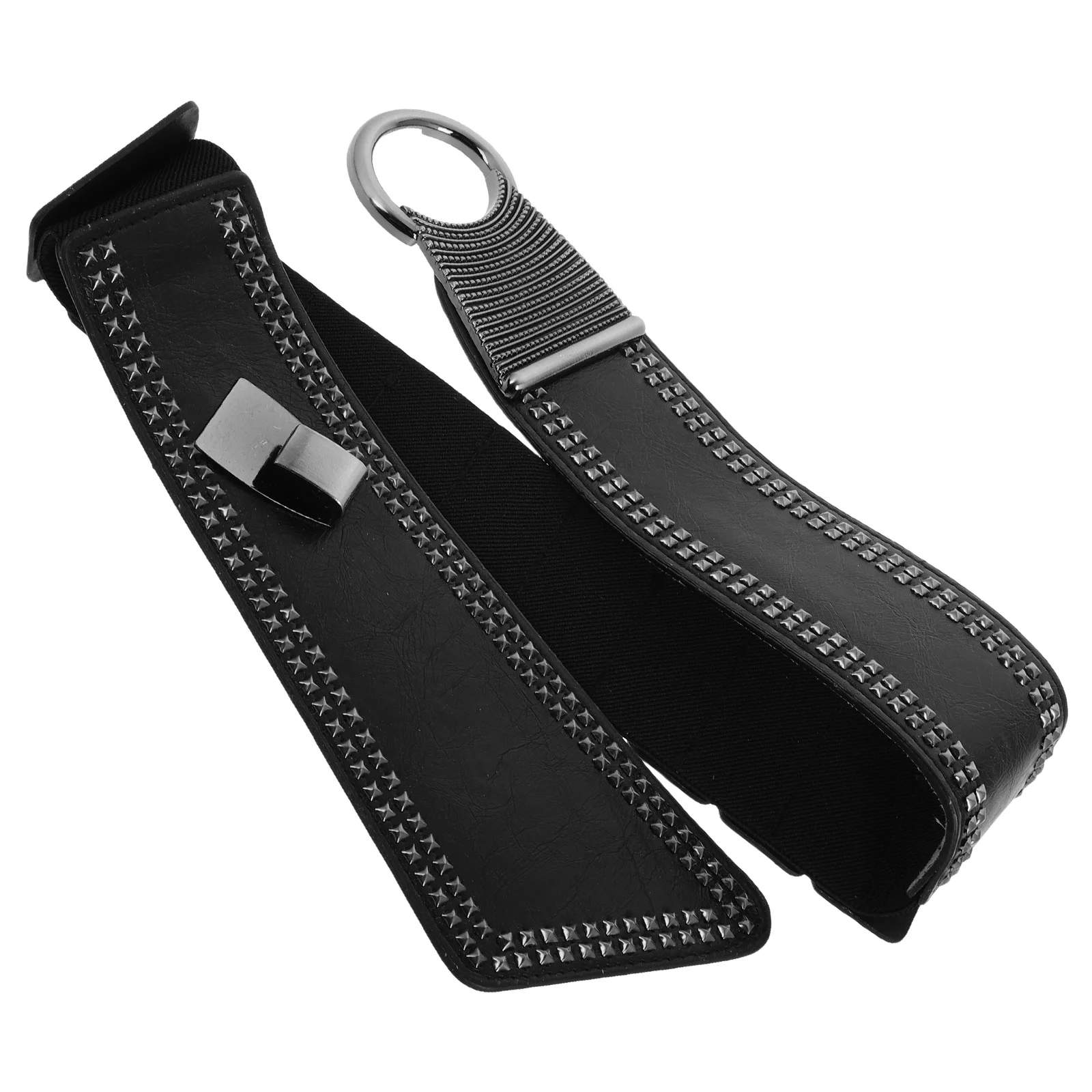 Fashion Punk Style Elastic Waist Belt for Women Wide Studded PU Buckle Belt for Dresses Casual Waistband