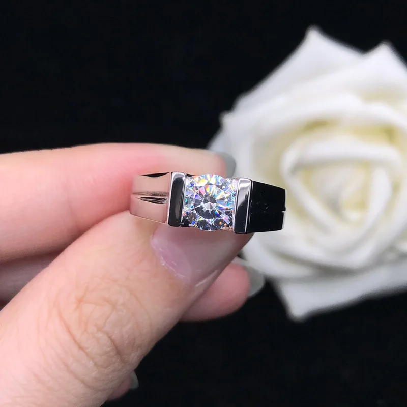 

Trendy Solitaire High Carbon Diamonds Women's Ring, 925 Sterling Silver Wedding Band & Engagement Men's Ring Jewelry