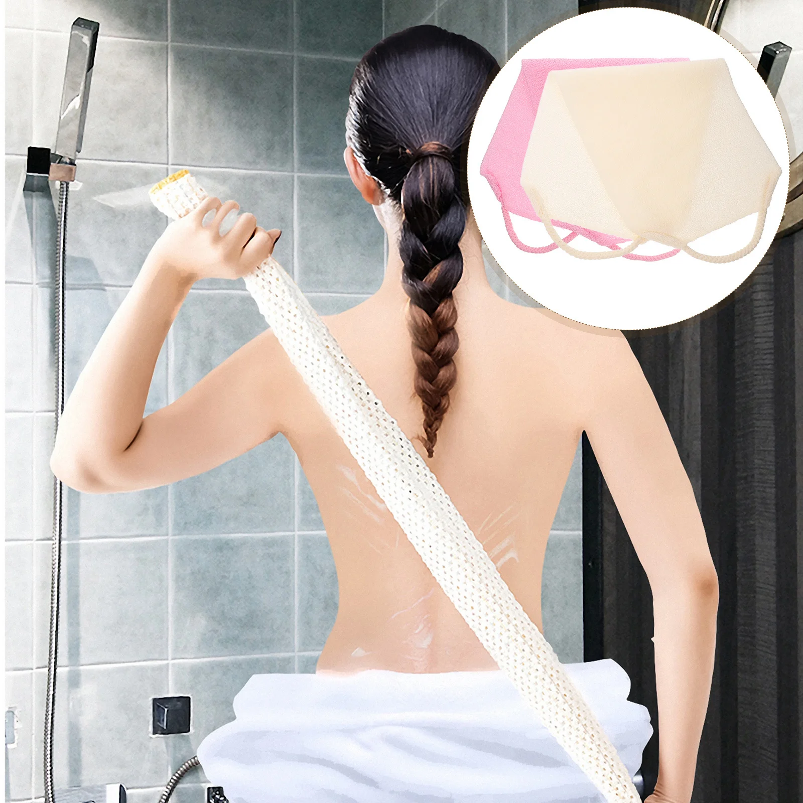 

2Pcs Exfoliating Back Scrub Long Strip Elastic Stretchable Body Scrubber Ideal Bath Shower Towel for Deep