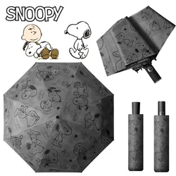 Snoopy-Paraguas automático para mujer, sombrilla plegable, portátil, antiuv, a prueba de viento, ideal para playa y lluvia