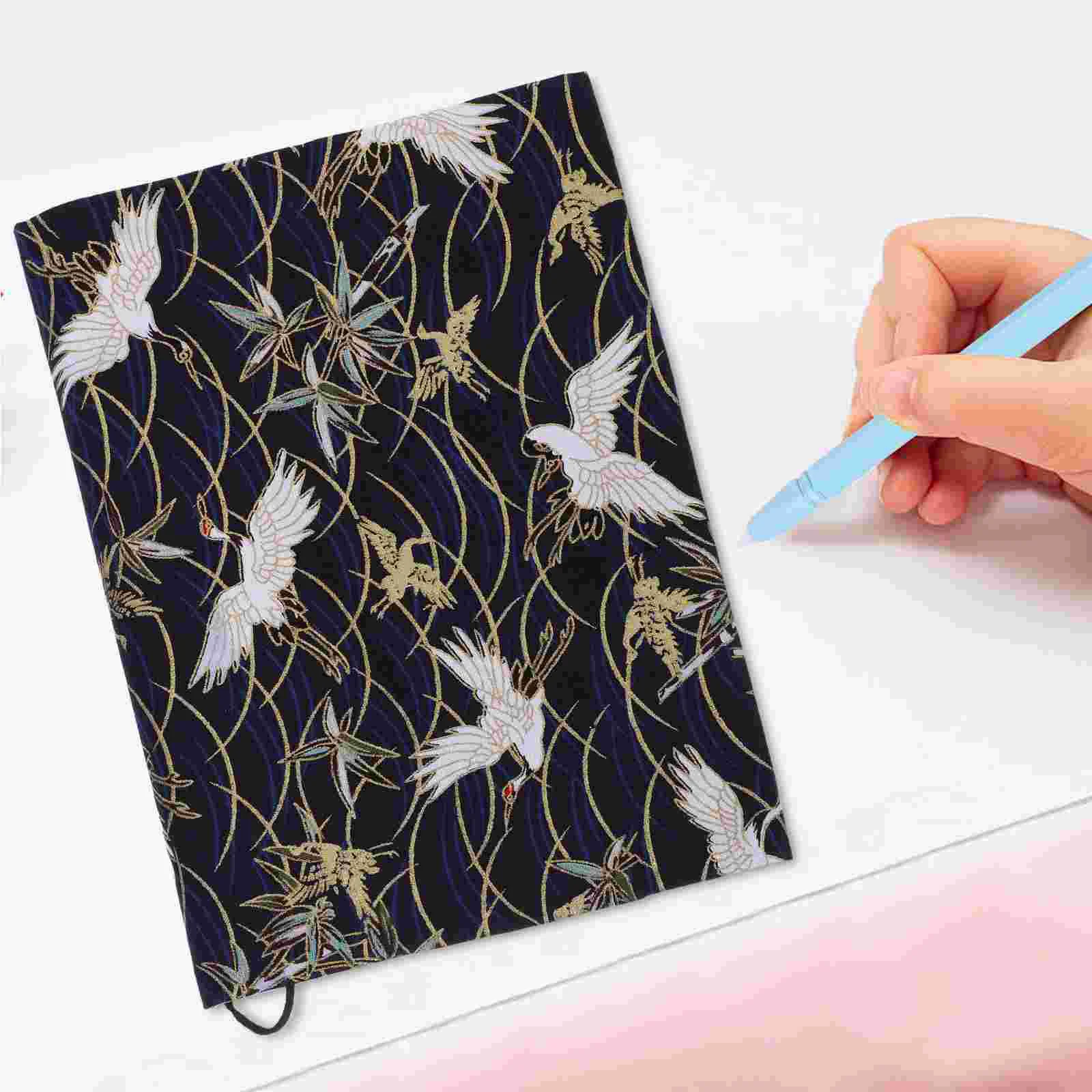 A5 Adjustable Book Cover Decorative Book Sleeve Crane Design Book Protector Hand-made Cloth Book Cover  Hand Account Book