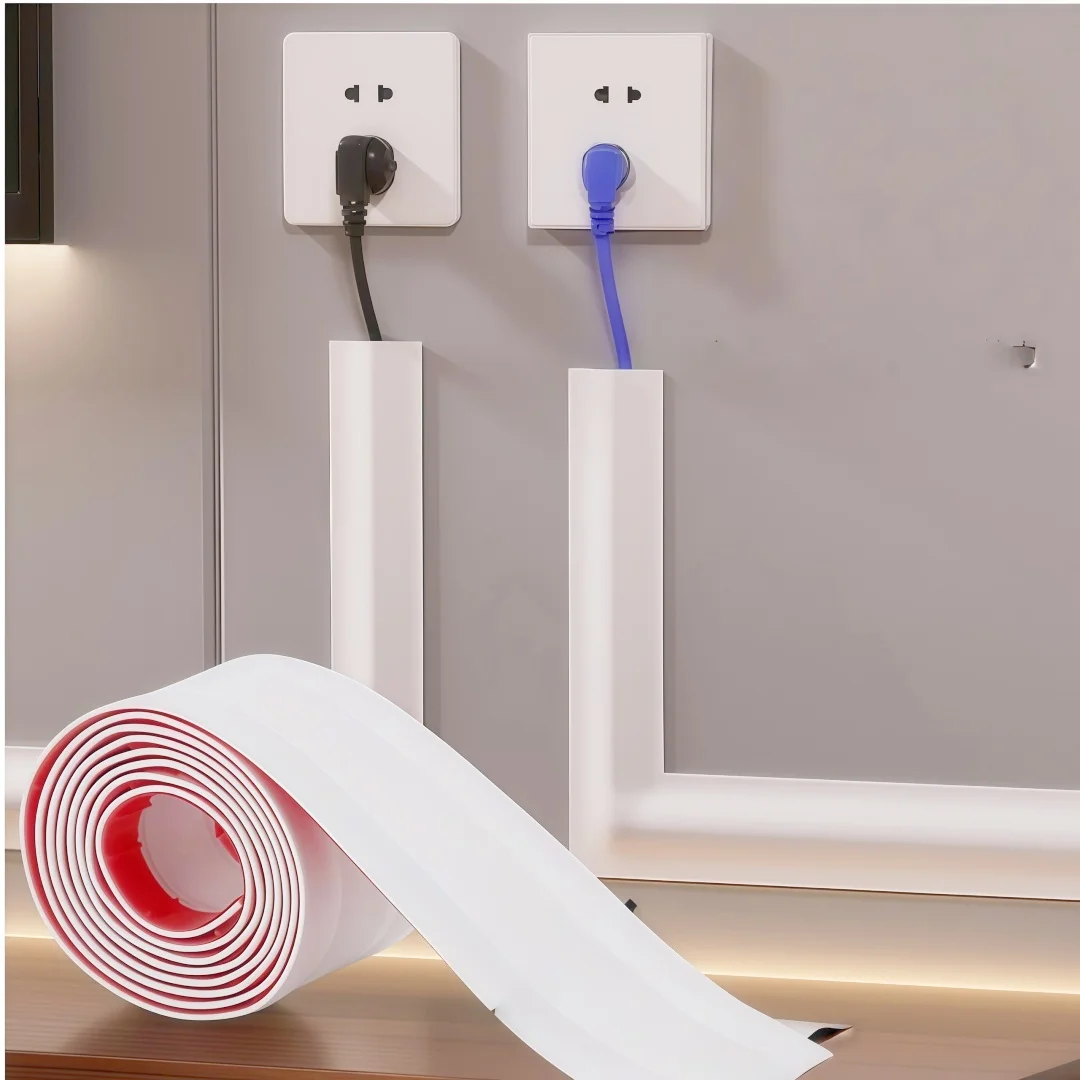 Cable Cover Protector PVC Self-Adhesive Wire Protection Strip Wear Resistant Prevent Trip Wall Floor Wire Organizer