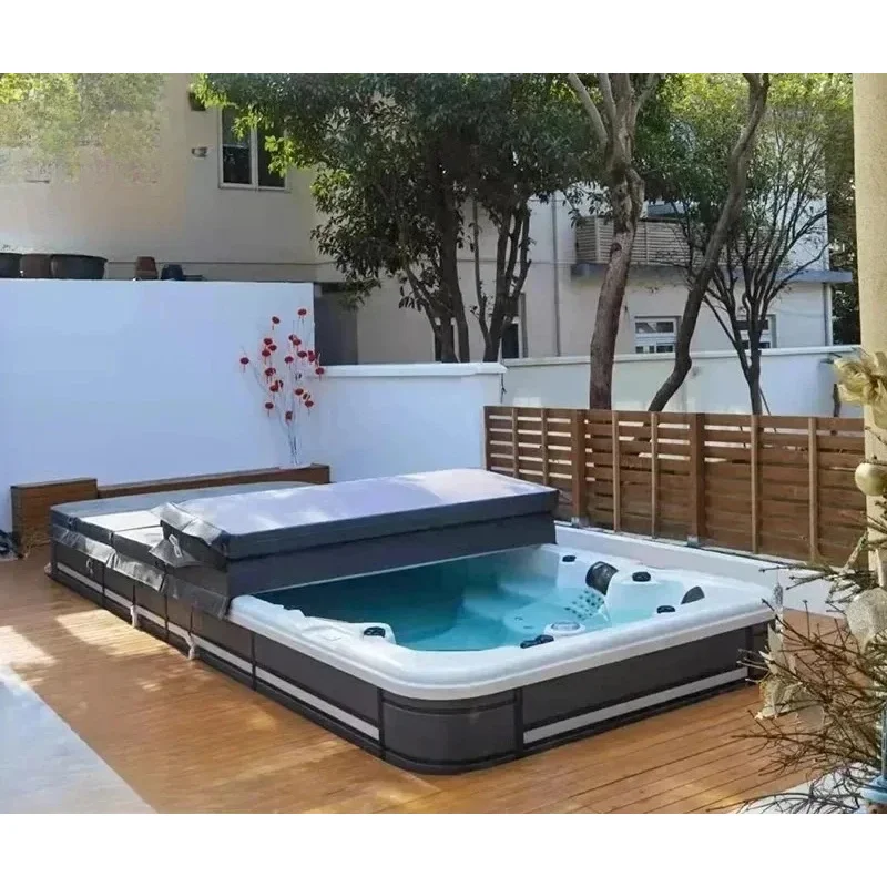 CustoHot Spring Maßgeschneiderte Infinity-Schwimmbecken-Abdeckung mit Wärmeisolierfolie für Spa-Whirlpools im Freien