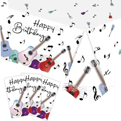 10pcs Music Party Disposable Tableware Musical Note Guitar Paper Plate Napkins Cups Happy Music Theme Birthday Party Decor