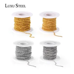 LUXUSTEEL 10 Meter Long Chains Necklace For Women DIY Jewelry Wholesael Stainless Steel No Fade Golden Necklace For Pendants