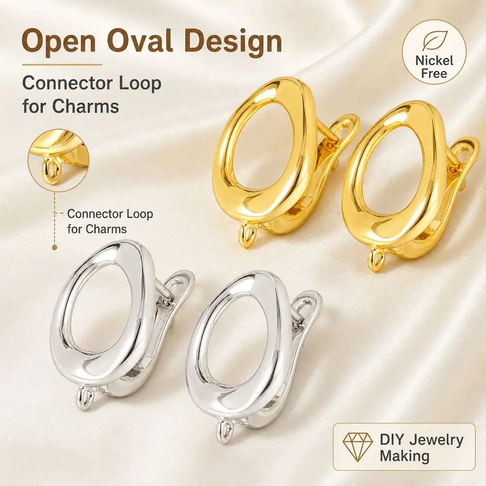 1 Pair Gifts Irregular Oval Hoop Earrings Open Hoop Nickel Free Stud Earrings Polished Finish Earring Findings Daily Wear