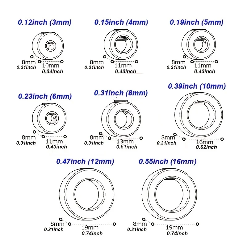 Drill Depth Stop Bit Collar Set Adjustable Positioner Limit Ring Allen Wrench Tighten The Stopper Set-Screws Woodworking Tool