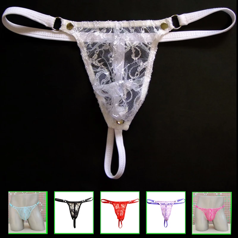 

2025 hot Sexy Lace Thongs Men Sissy Underwear Transparent Male Bikini G-strings Seamless Thong For Men's jockstrap gay underwear