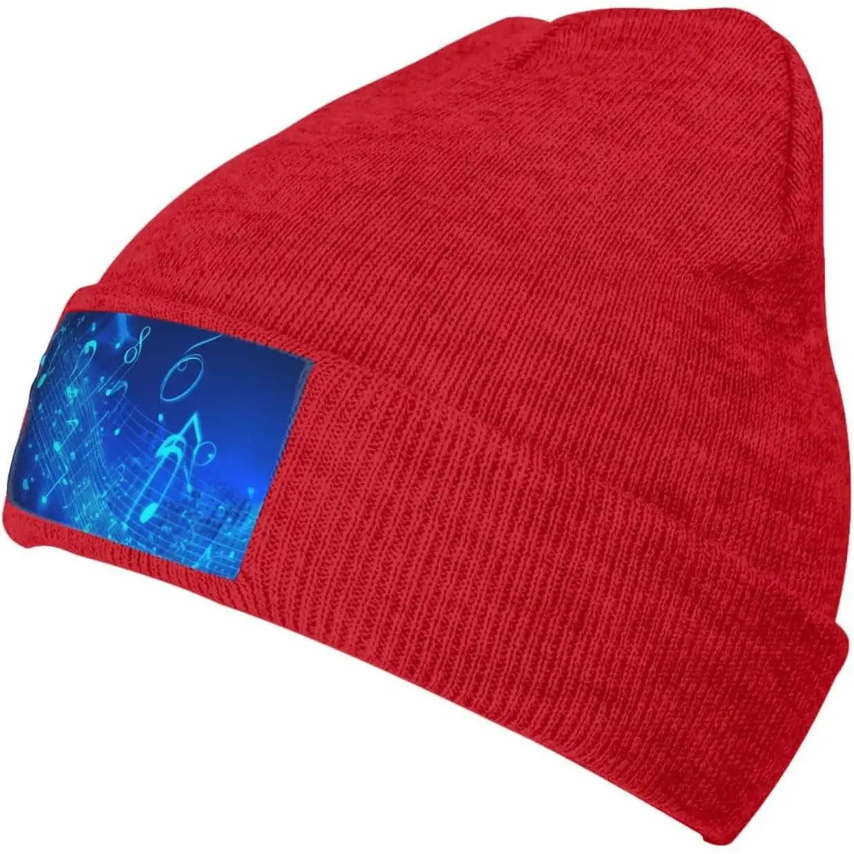 Beanie for Men Winter Hats for Women Knit Hat Blue Musical Notes Beanie Soft Warm Cuffed Caps Stylish Watch Cap Black Beanie
