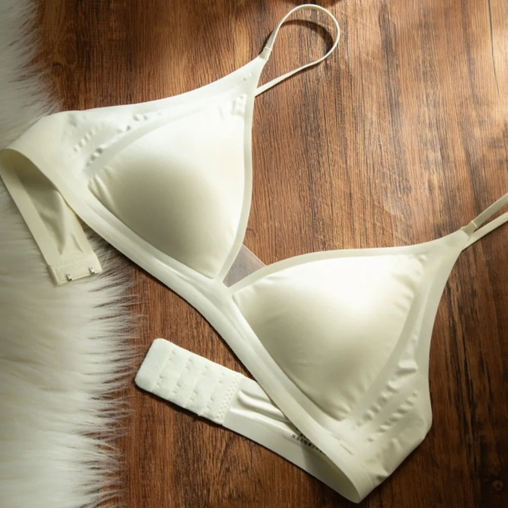 Dünner Satin-BH ohne Bügel mit tiefem V-Ausschnitt, stoßfest, eng anliegender BH für Frauen, formt die Brüste, nahtlos, spurlos, für Sport und Laufen geeignet. – Detail 17