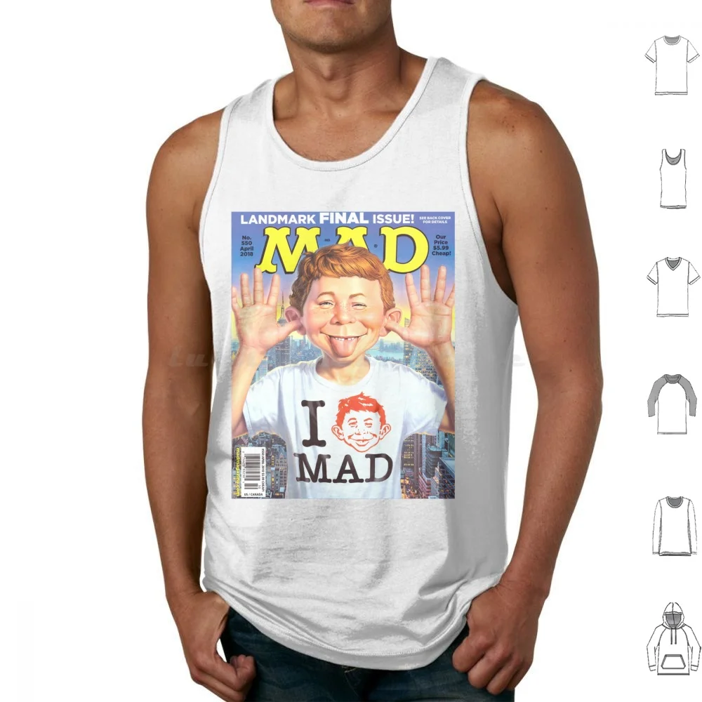Alfred Tank Tops Print Cotton Alfred Crazy Magazine Cover Page Ny Nyc