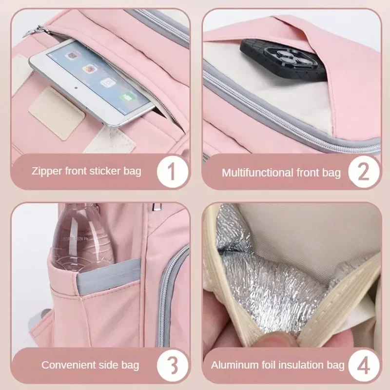 엄마 기저귀 가방 유모차 걸이 가방 대용량 기저귀 백팩 기저귀 교환 매트 포함 편리한 아기 간호 가방