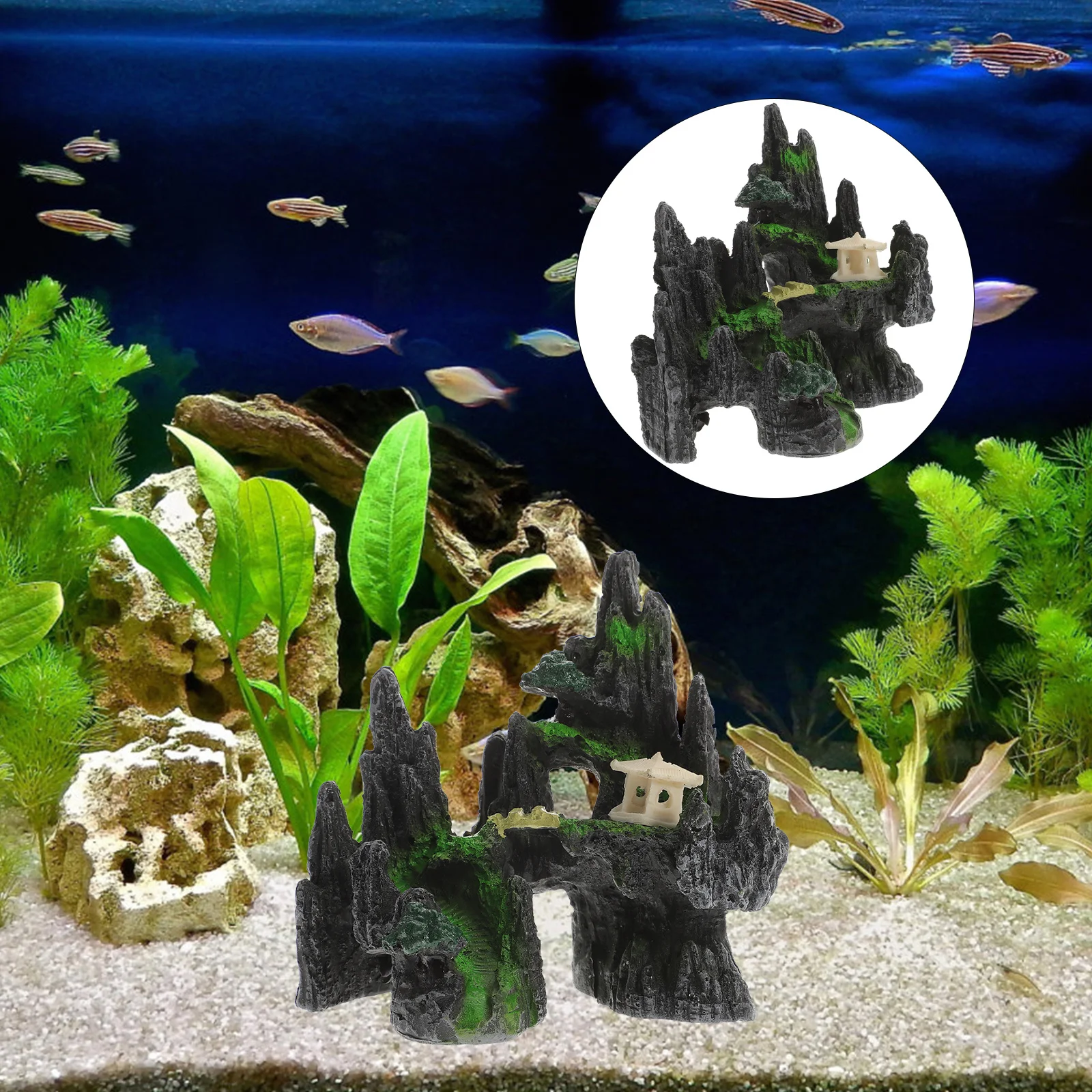 

Realistic Fish Hideout Decor Premium Resin Rockery Statue Aquarium Supply Home Office Decorative Fish Tank Decor