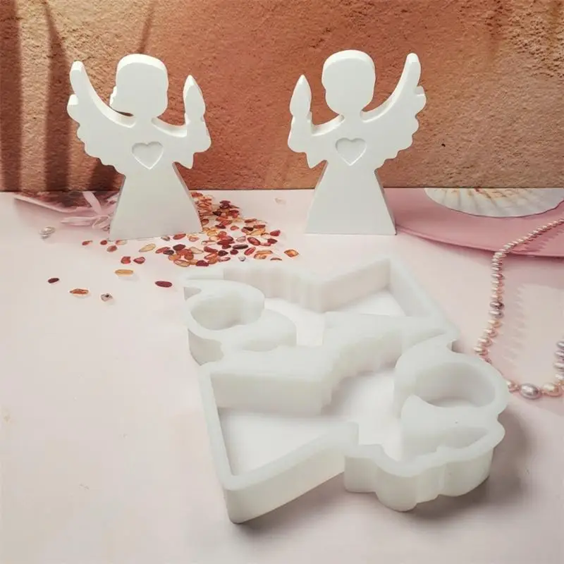 N5KE Silicone Craft Molds Handmade Boy and Girl Holding Home Decoration Mould