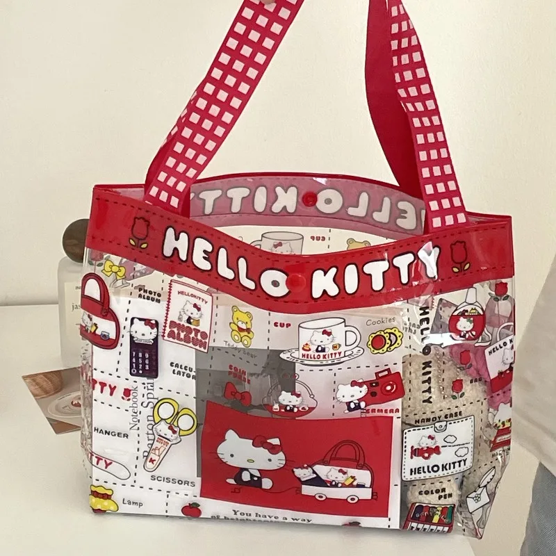 Girl Kitty Cat PVC Handbag Cute Transparent Waterproof Large Capacity Swimming Bag image 2