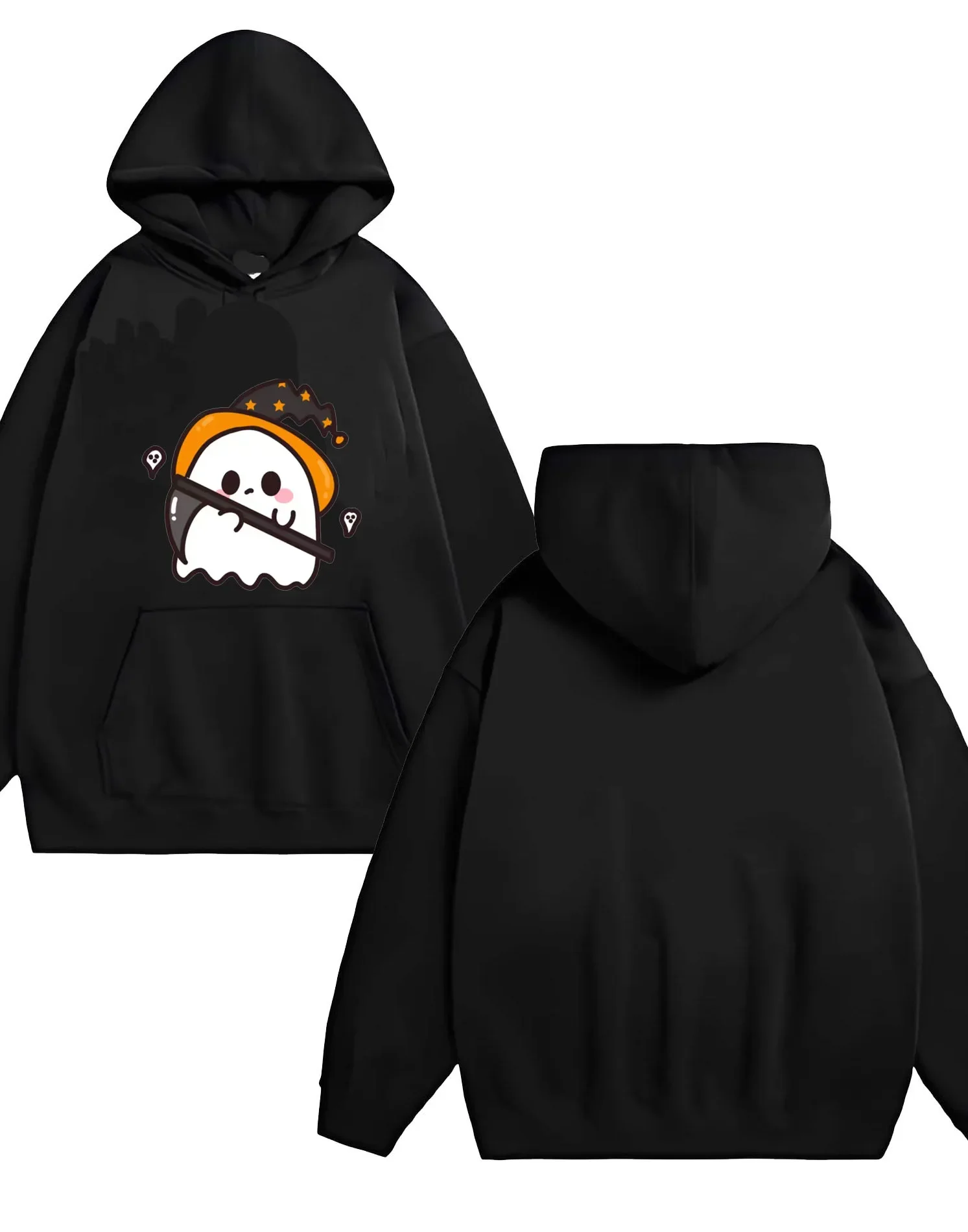 

Осенняя новинка, уникальный дизайн с принтом «Маленький призрак», американская 330 г, высококачественная прочная толстовка с капюшоном, свободная толстовка для пар