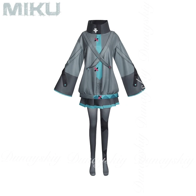 المغني الافتراضي أنيمي ميكوكو تأثيري مع تنورة رمادية وشعر مستعار خطط العالم المستقبلي مليئة بالنجوم تأثيري حلي جميع المجموعة