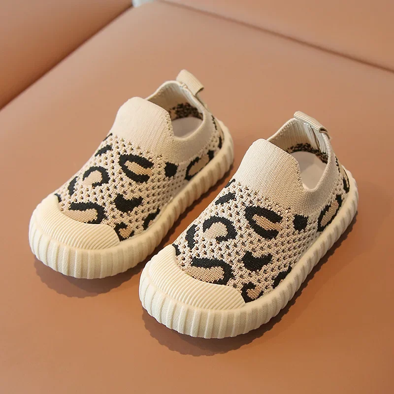 Young Children Casual Sneakers Spring Summer Boy Leopard Mesh Breathe Walk Shoes Girls Toddler Light Soft Bottom Shoes 0-3 Years