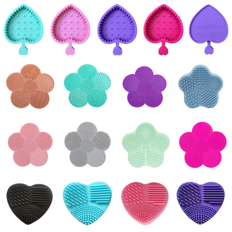 1pc Colorful Heart Shape Clean Make Up Brushes Wash Brush Silica Glove Scrubber Board Cosmetic Cleaning Tools For Makeup Brushe