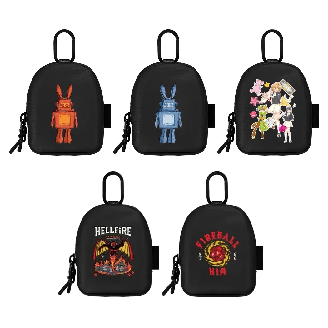 

Anime Robot Black Functional Earphone Earbuds Mini Storage Zipper Bag for AirPods Galaxy Buds