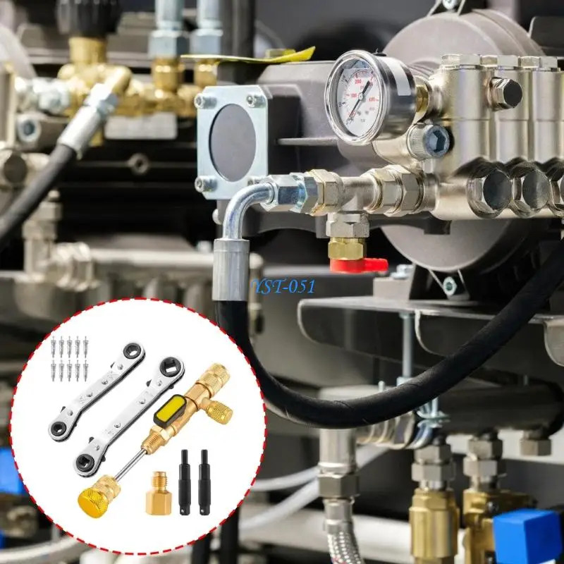 

E15A HVAC Maintenance Repair Tool Set Includes Wrench And 10 Replacement Valves Cores