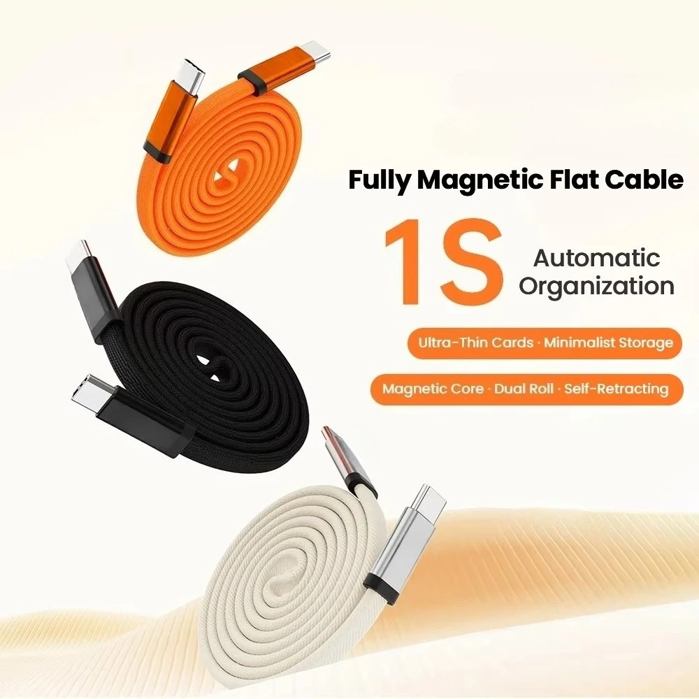 Magnetic USB C Cable Fast Charging Phone Charger Data Cord For iPhone Samsung Xiaomi Huawei Type C to Type C Quick Charge Wire