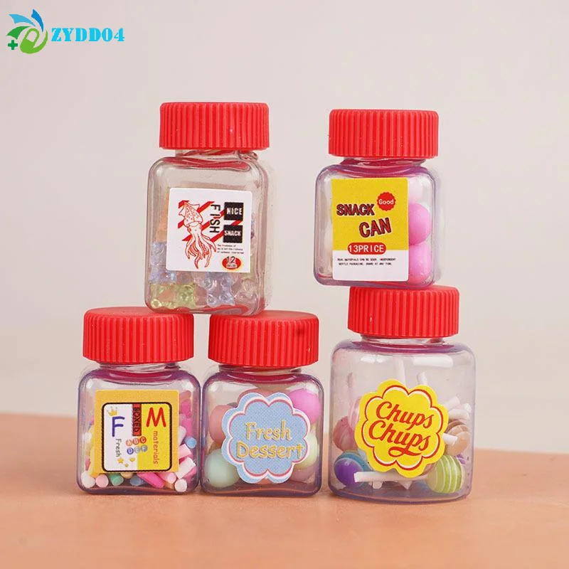 

● 10 шт. 1/12 Модели баночек для закусок и конфет для кукольного домика, миниатюрные пустые бутылочки для кухни, декор, игрушка для ролевых игр