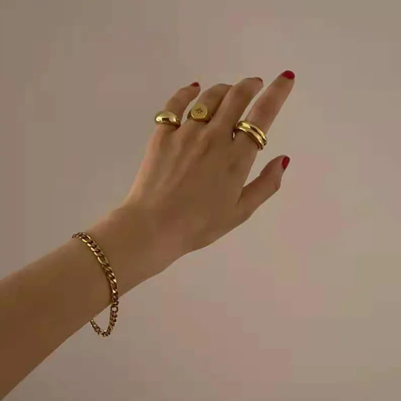 Joolim High End PVD Fashionable M Word Star Ring For Women Stainless Steel Jewelry Wholesale
