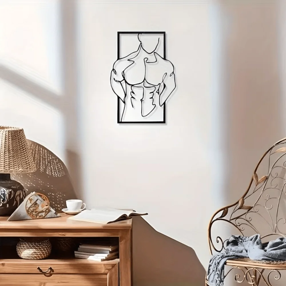 Abstrakte Metall-Wandkunst-Dekoration – Retro-Muskelmann zum Aufhängen für Bar, Küche, Geschäft