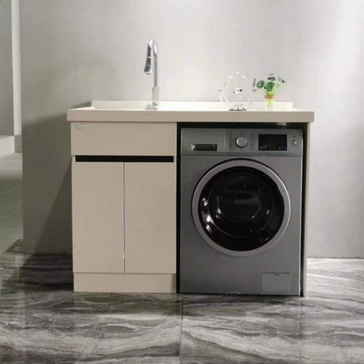 

Washbasin, Counter Combination Stainless Steel Washing Machine Cabinet Laundry Pool with Integrated Cabinet Balcony Laundry
