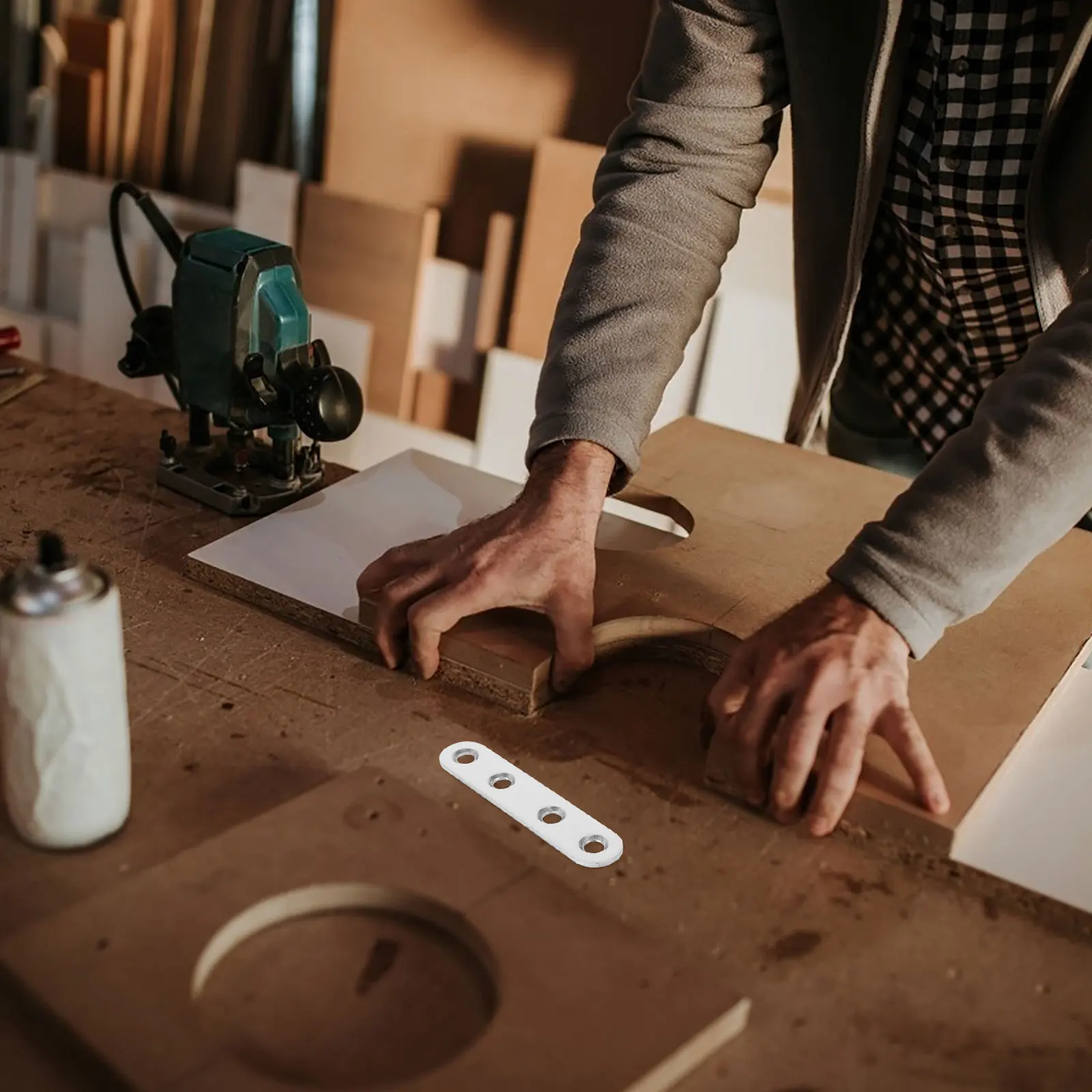 

1 Set Flat Stainless Steel Joining Plate For Closet Shelf Support Furniture Repair Straight Brace Hardware Connectors Brackets