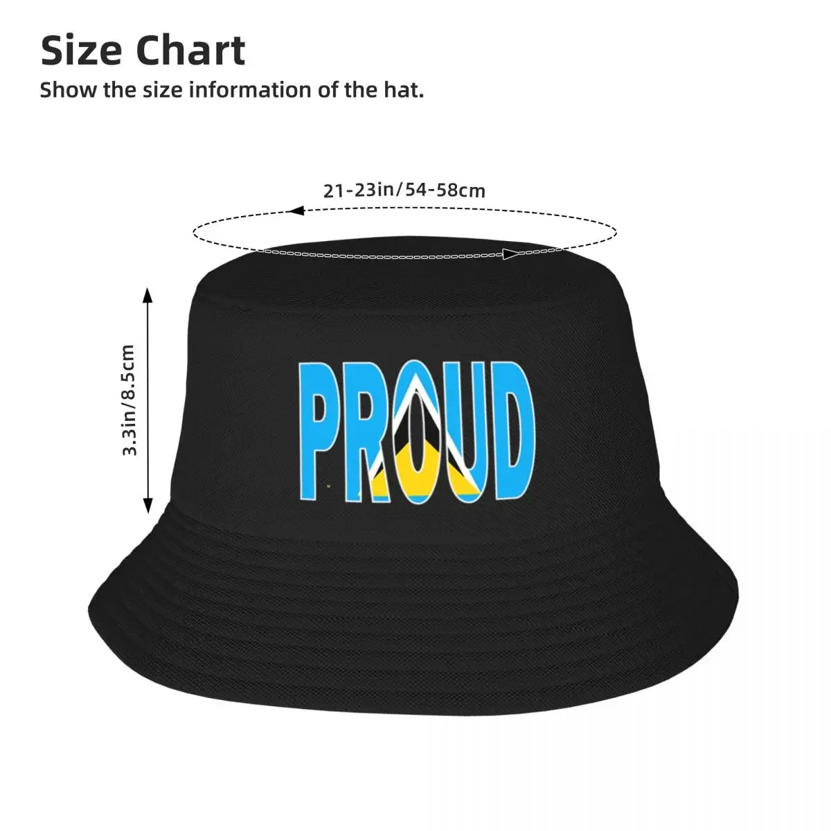 New St Lucia Flag in The Word Proud - Saint Lucia - Soca Mode Bucket Hat foam party hats Icon Hat For Men Women\'s