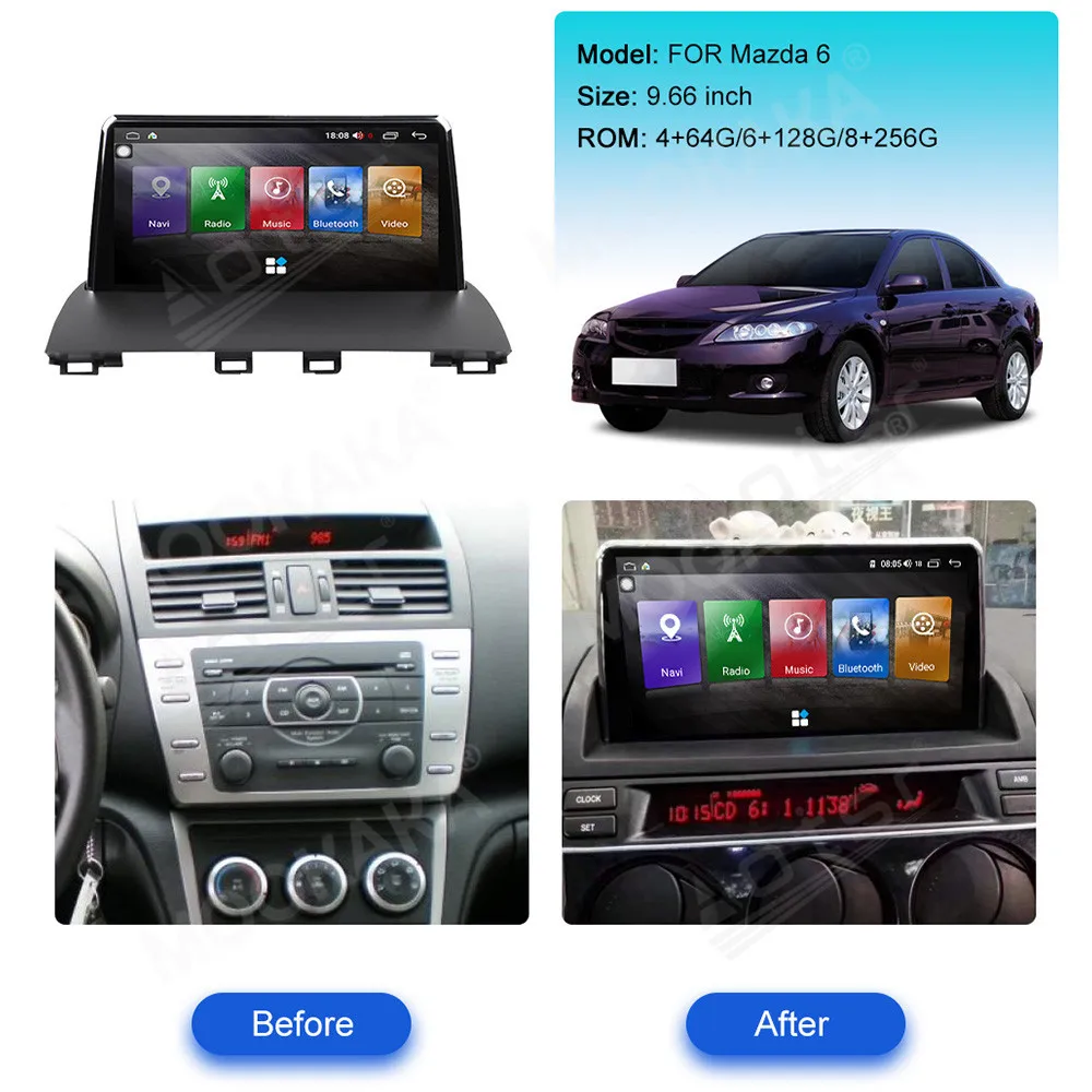 Carplay Android 13.0 Multimedia Player For Mazda 6 Car Radio GPS Navigation Player Radio Multimedia IPS Screen Head Unit Stereo