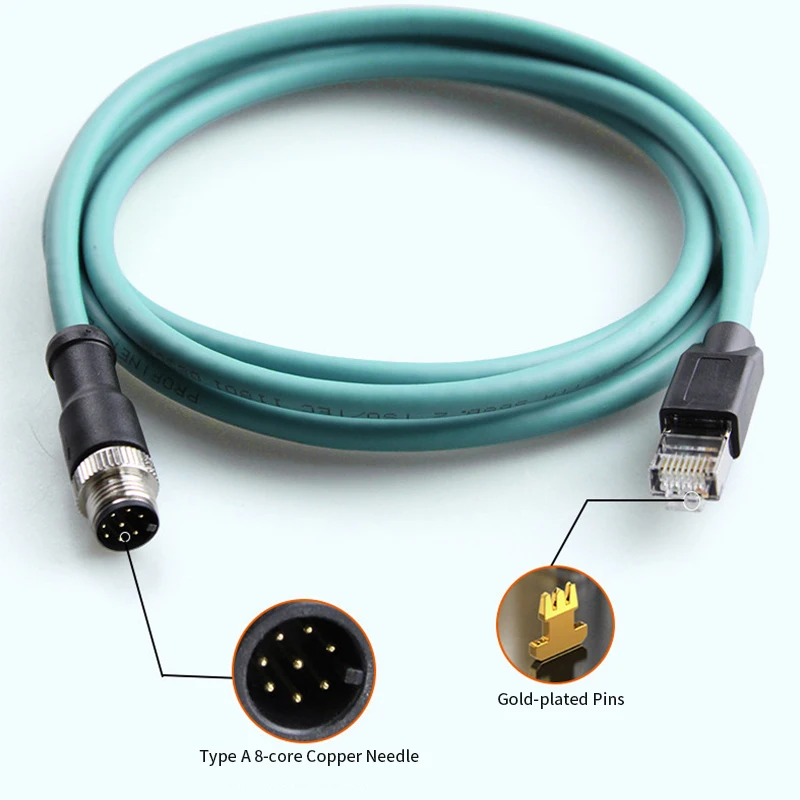 M12 8Pin A-type to RJ45 Ethernet Cable 8 Core A-code Coding Line High Flexible M12 8P Male to Female Shielded Twisted Pair Line