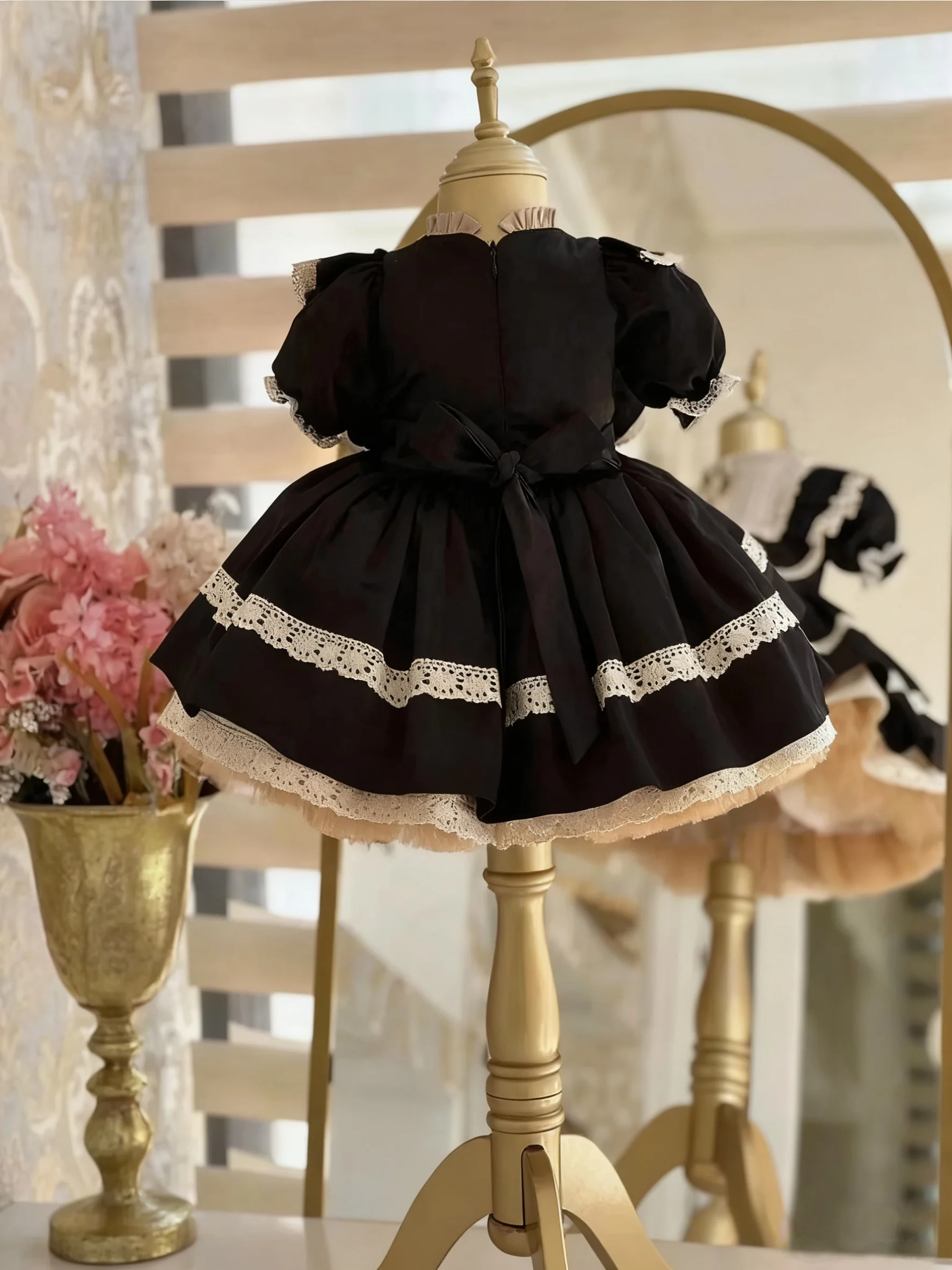 0-12Y Baby Girl Summer Black Turkish Vintage Princess  Dress for Birthday Holiday Easter Photography Eid  B212