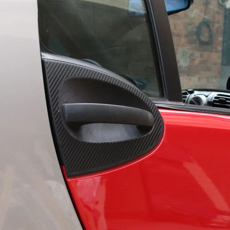 2pcs Car Stickers Car Door Handle Carbon Fiber Stickers Decal Auto Accessories For Smart 2009-2014 451 453 Fortwo W451 W453 C451 view 5