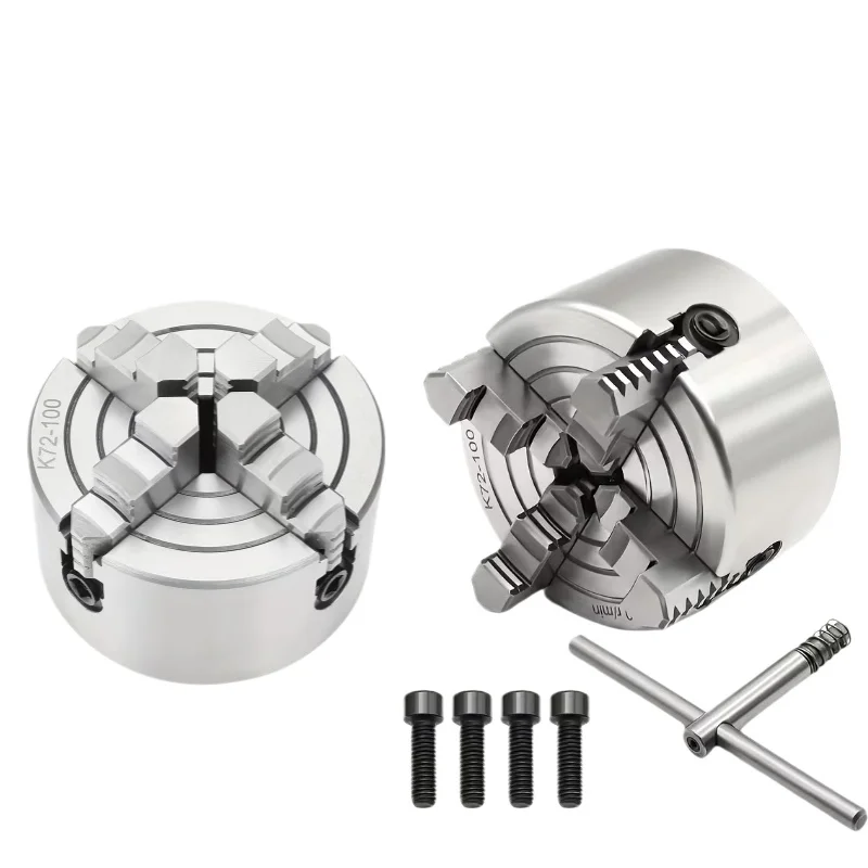 YS K72-80/100/125/160/200 4-Jaw Independent Lathe Chuck Single Action Reversible Hardened Steel for Metal Wood Turning