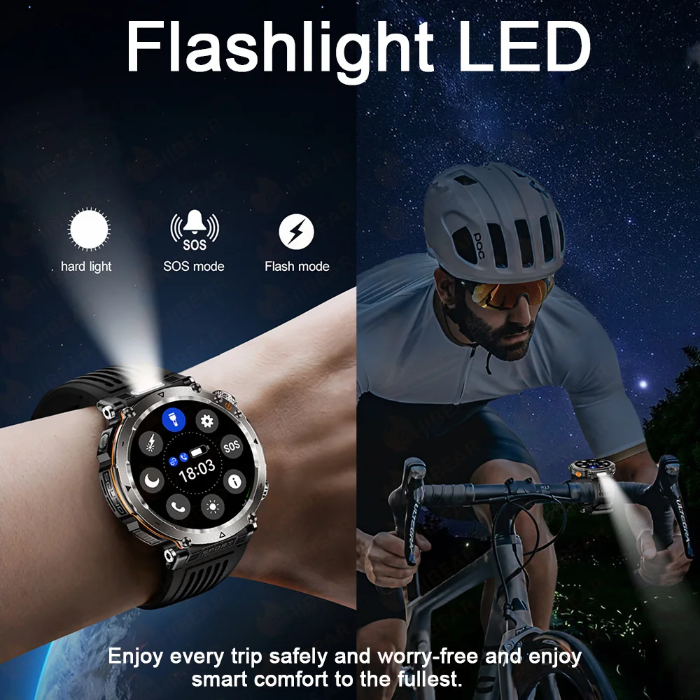 Jam Tangan Pintar 2025 Pria Olahraga Luar Ruangan Kompas LED Bluetooth Panggilan 600mAh Detak Jantung 1.7-inci 3ATM Tahan Air Wanita Jam Tangan Pintar