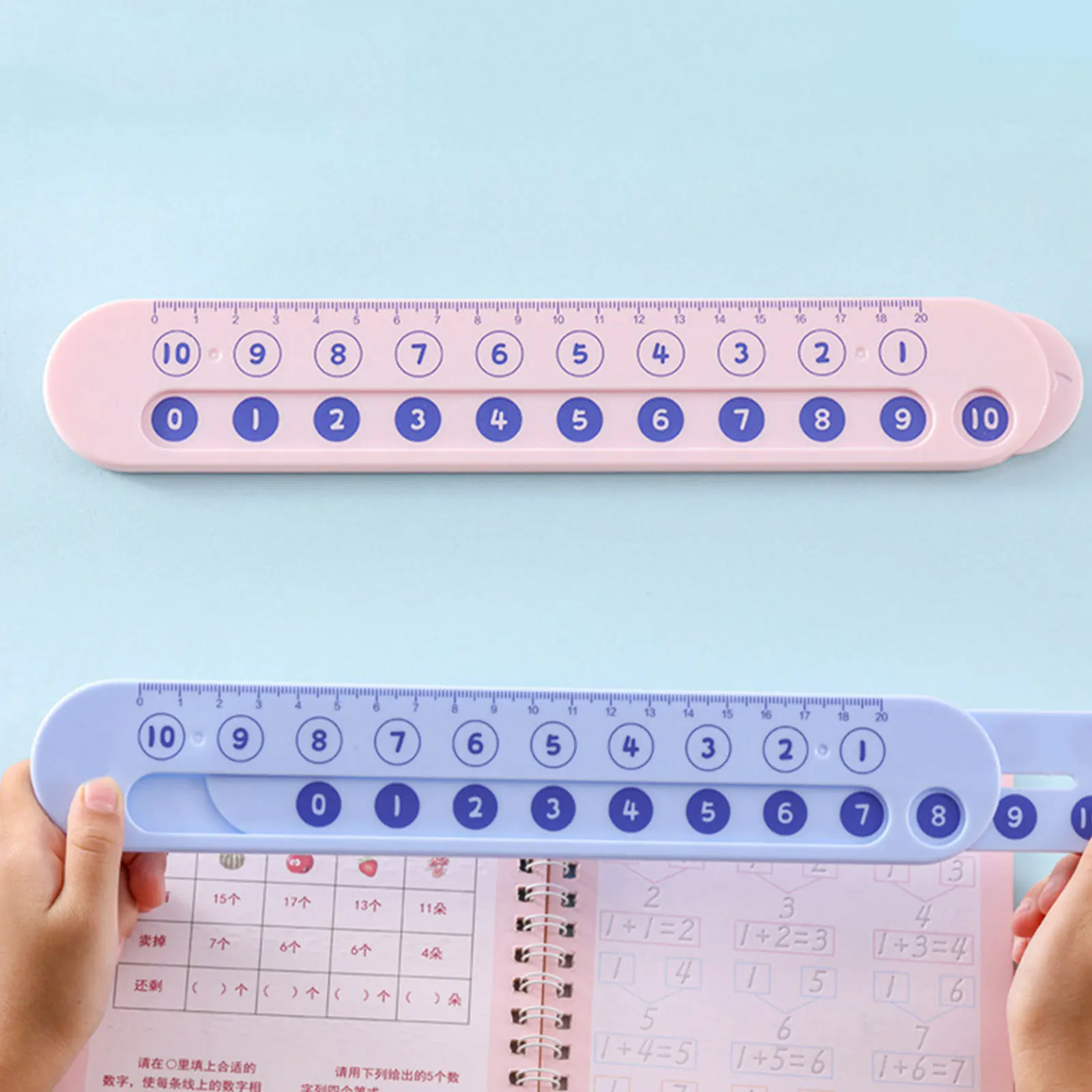2 stuks educatieve wiskundeliniaal interactief leermiddel voor kleuters rekenkundige praktijk dubbelzijdige wiskundevaardigheden