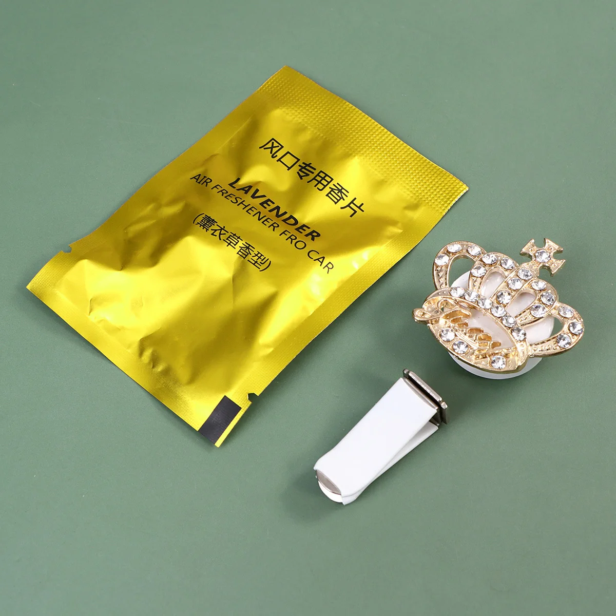 

2Pcs Rhinestone Car Perfume Clip Sparkling Aromatherapy Diffuser Golden Auto Vent Decoration Gift for Girls Car Perfume Clip