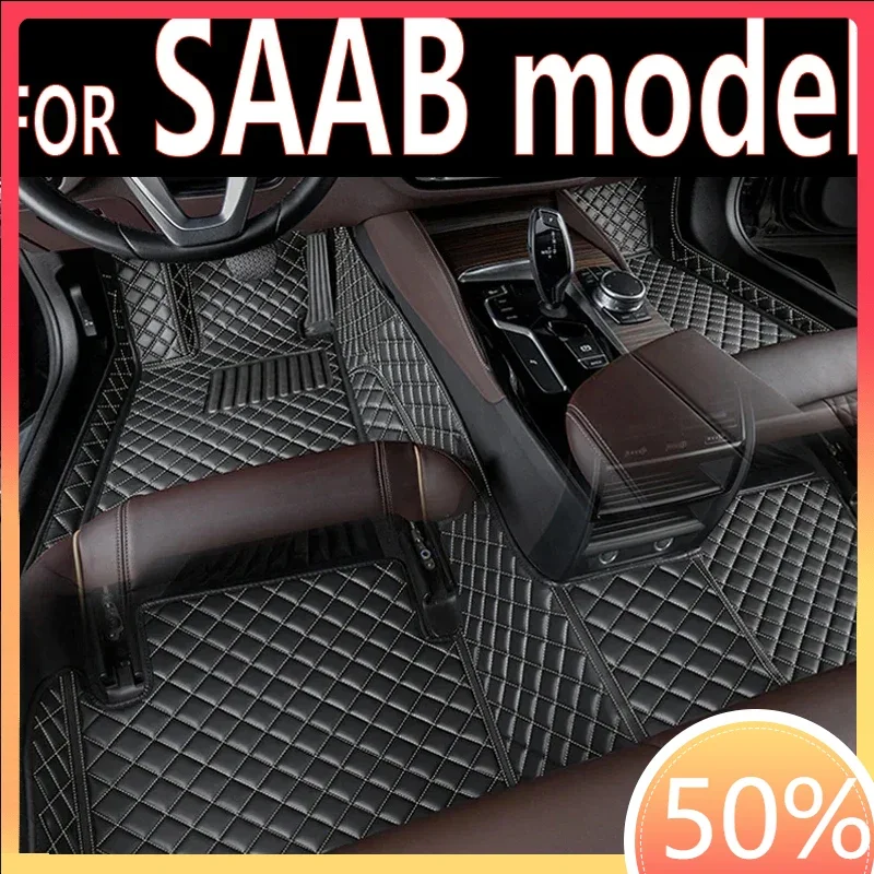 Leather Car Floor Mats For SAAB 95 9-3 turbo X 9-7X 9-5 Wagon 9-3 9-5 2022 2023 Car Accessories