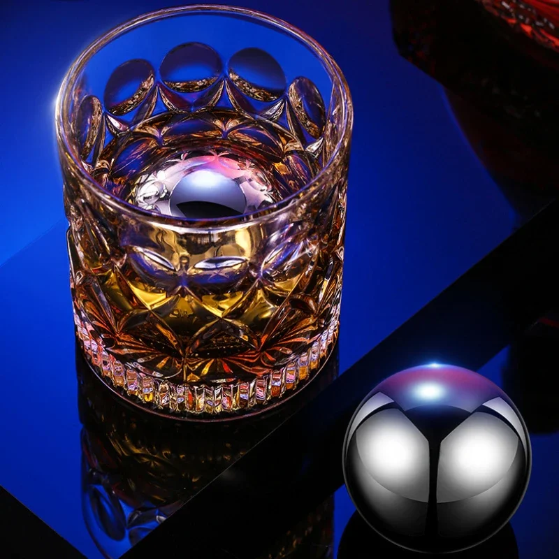 

2 шт., набор больших форм для ледяных шариков для виски — металл из нержавеющей стали — замораживающие охлажденные камни для виски — неплавляющие кубики льда