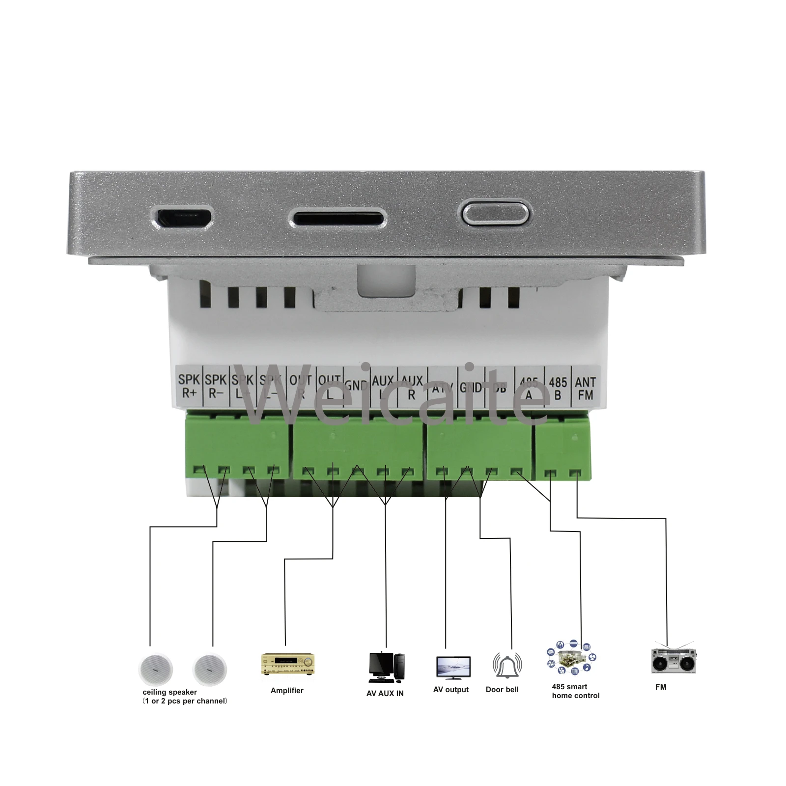 جديد UI 2*25 واط المنزل الذكي بلوتوث الجدار مكبر للصوت مع 4 بوصة تعمل باللمس Modulo Amplificador De Audio Con