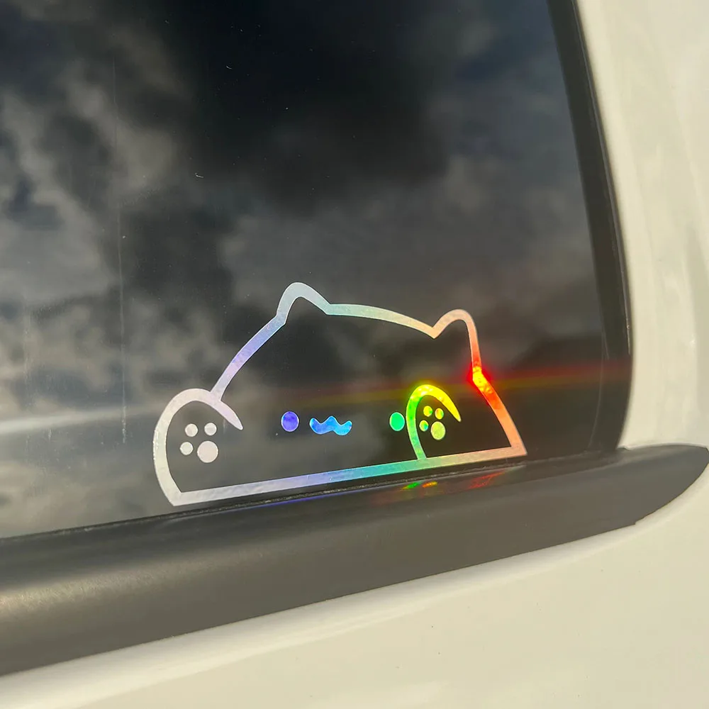 Peeking Bongo Cat Car Stickers Funny Cartoon Windows Bumper Decor Decals Tuning Waterproof Vinyl  Decoration