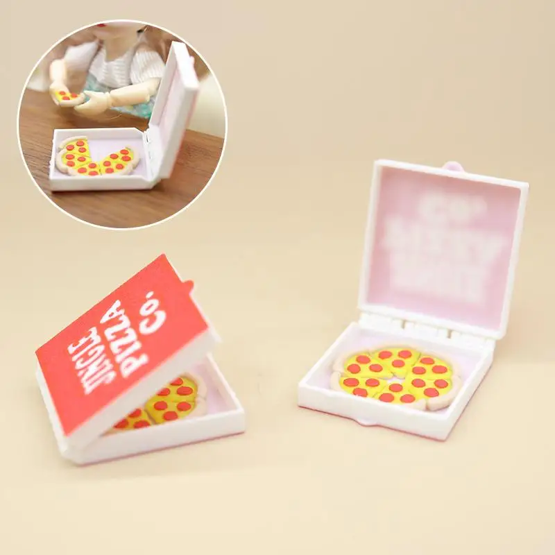 1/12 Dollhouse Simulation Mini Pizzas Model With Pizza Box Dollhouse Kitchen Food Decoration Dolls House Pretend Play Toys
