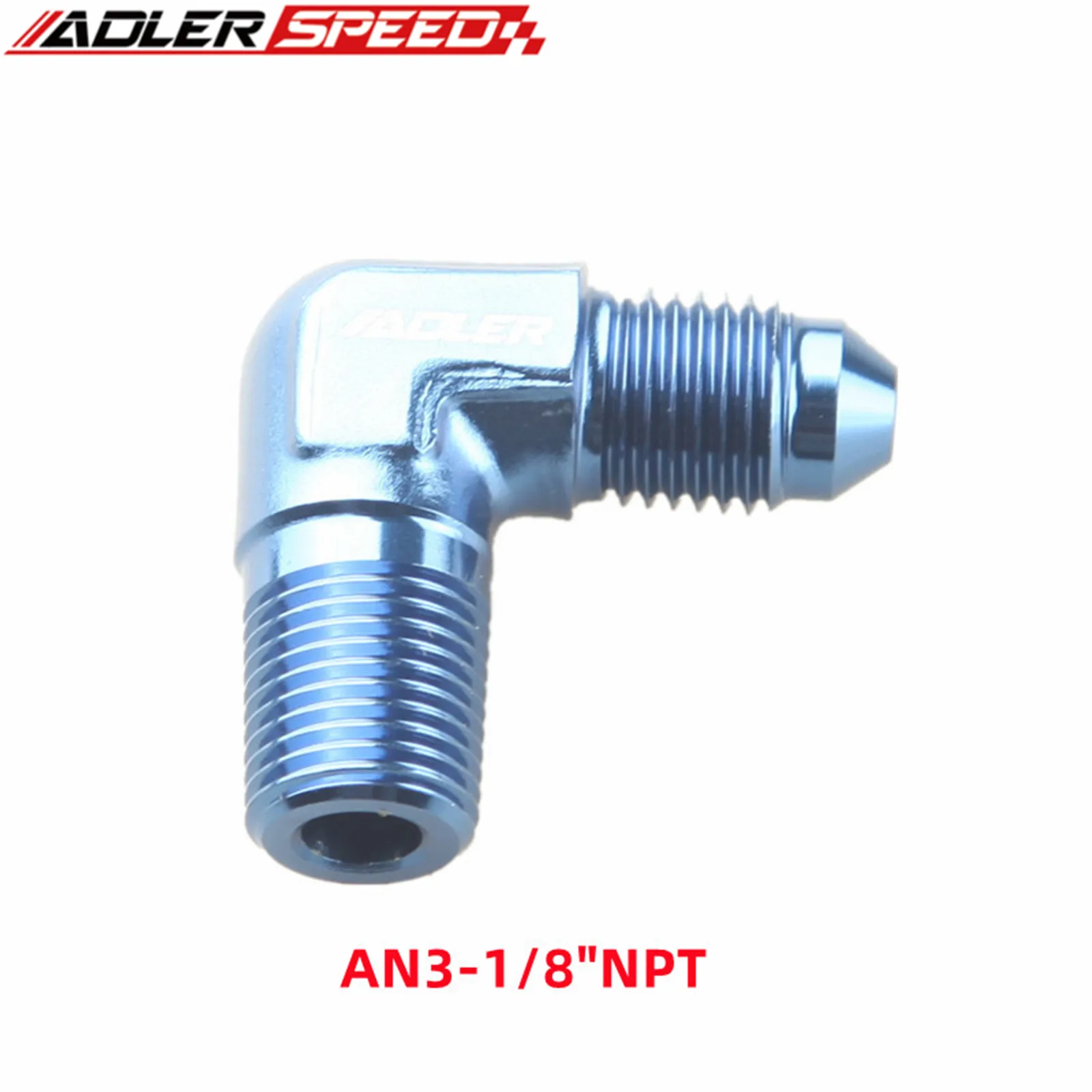 ADLERSPEED 45 / 90 Degree  AN3 Male To 1/8" NPT Male Adapter Male Hose Fitting Adaptor Aluminum Blue / Black - Image 2
